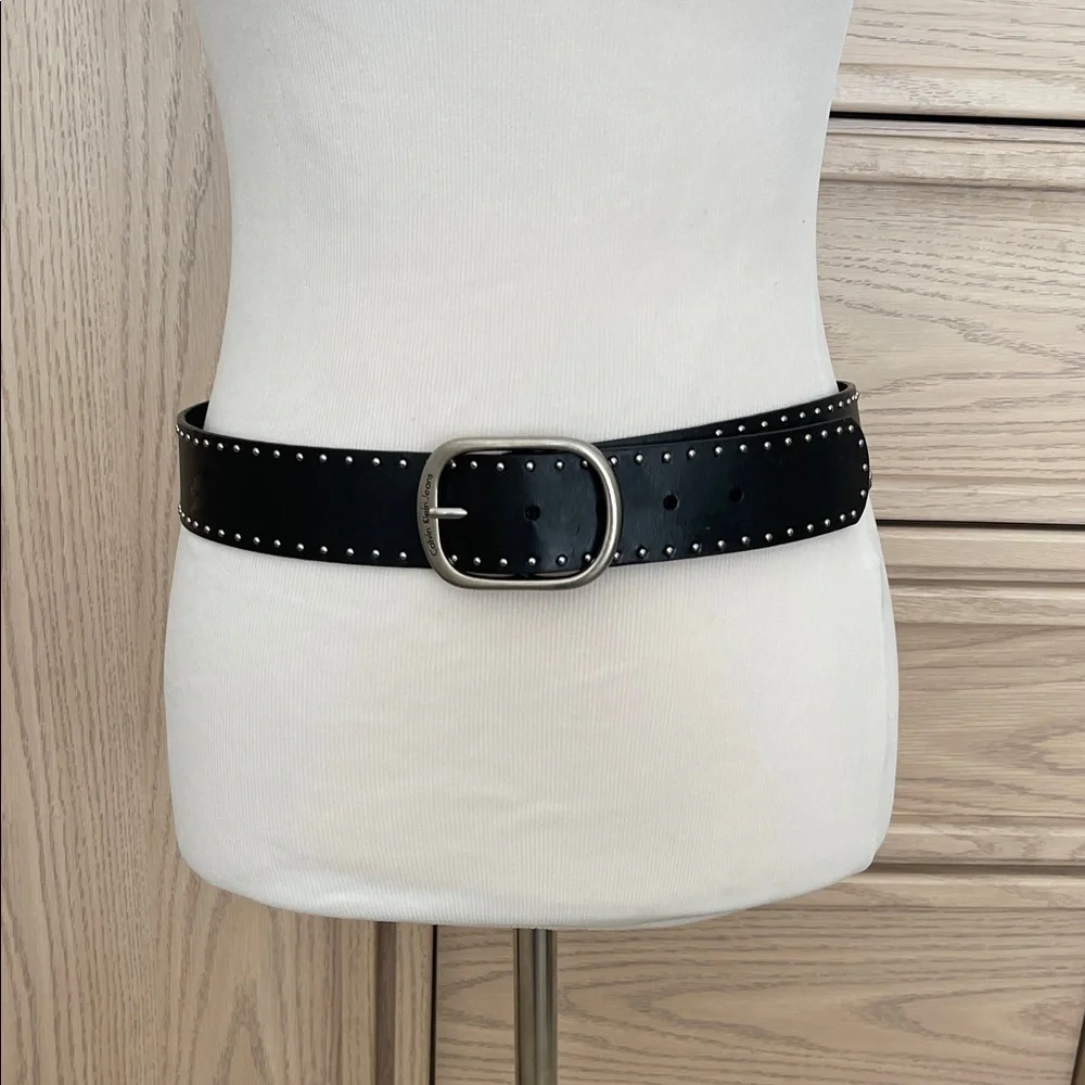 Vintage Calvin Klein Studded Belt Black Silver Ball Studs